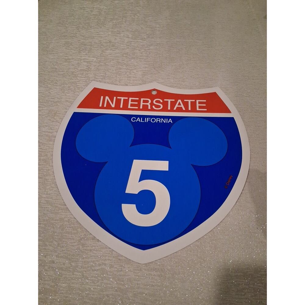 Disney Disneyland Interstate 5 California Road Plastic Sign Mickey Mouse 11x12"